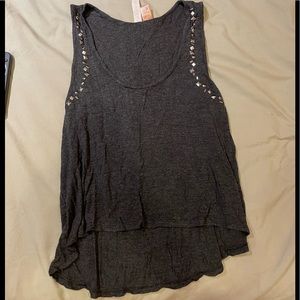 Eyeshadow charcoal asymmetrical tank top